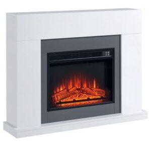 Caminetto elettrico in MDF, acciaio, melamina, metallo e vetro temperato