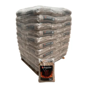 Pallet Premium di pellet Madeira – 77 sacchi da 15 kg per uno stoccaggio efficiente